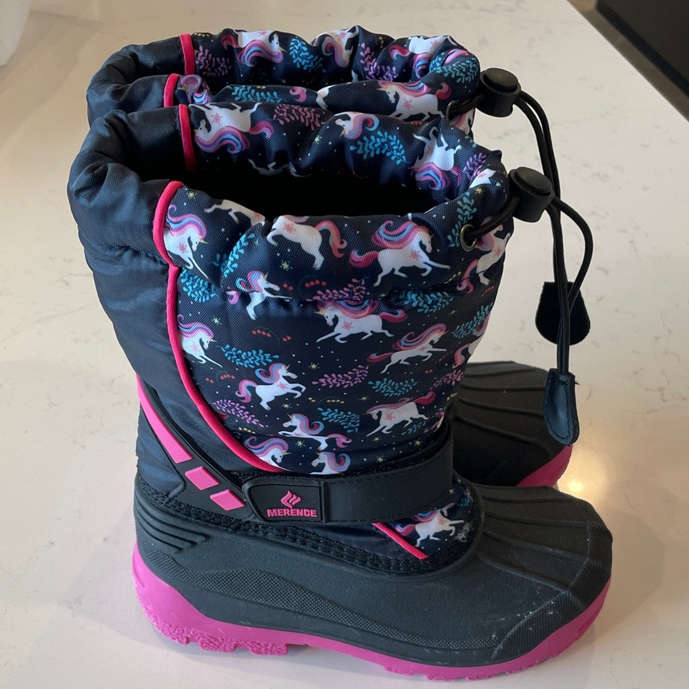 Kids Unicorn Rain & Snow Boots - Pink and Black